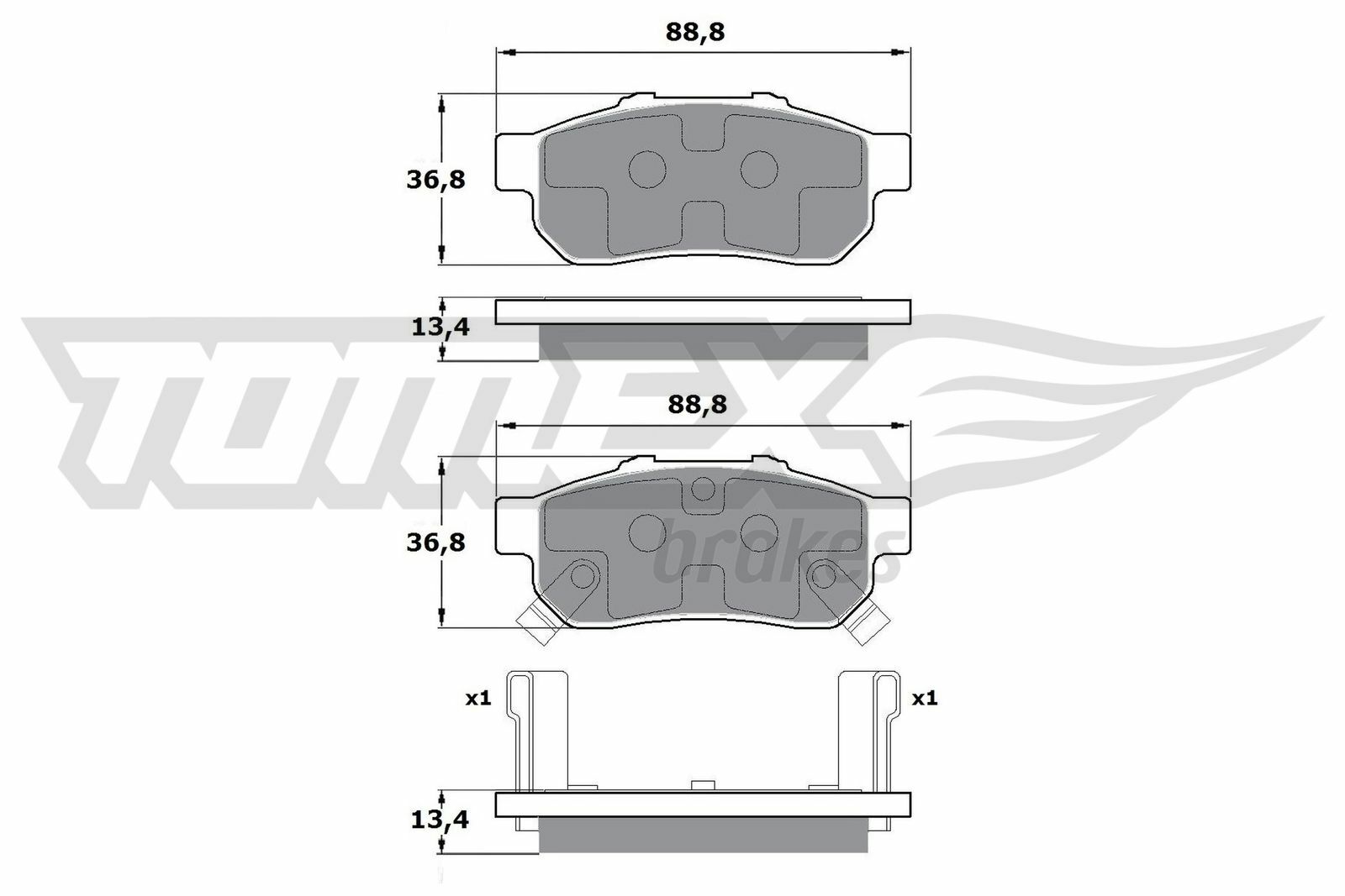 Sada brzdových destiček, kotoučová brzda TOMEX Brakes